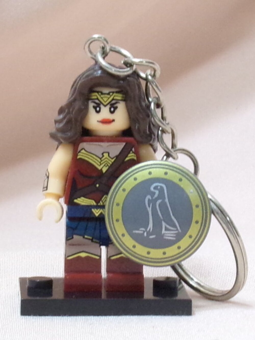 Minifigure Keychain - Custom Wonder Women with Shield + Stand Marvel New